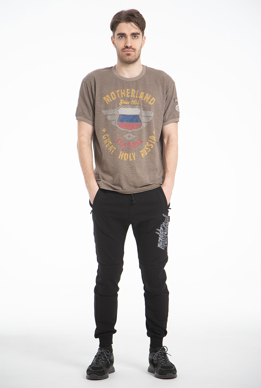 Khaki T-shirt «Great holy Russia»