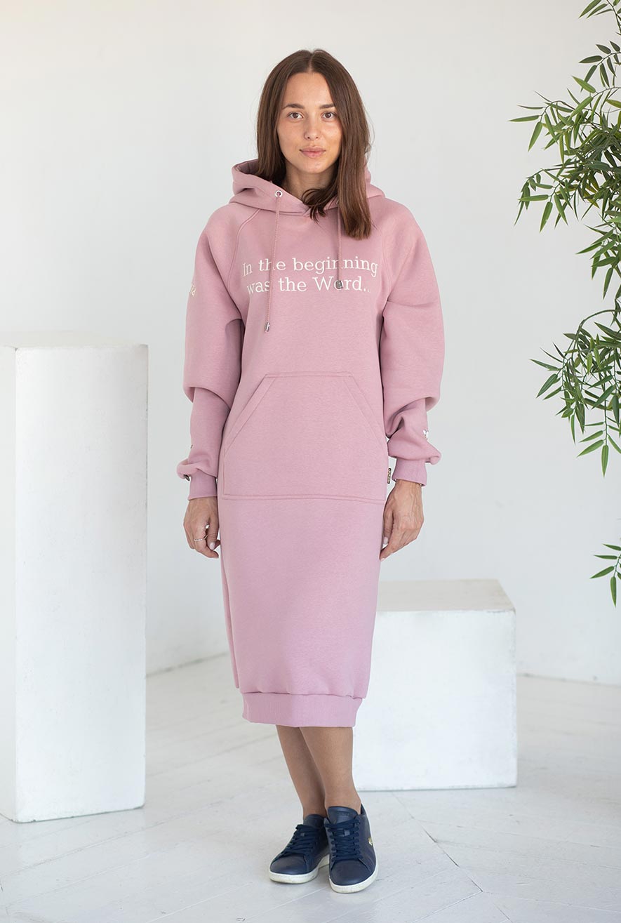 alpha and omega embroidered hoodie dress 