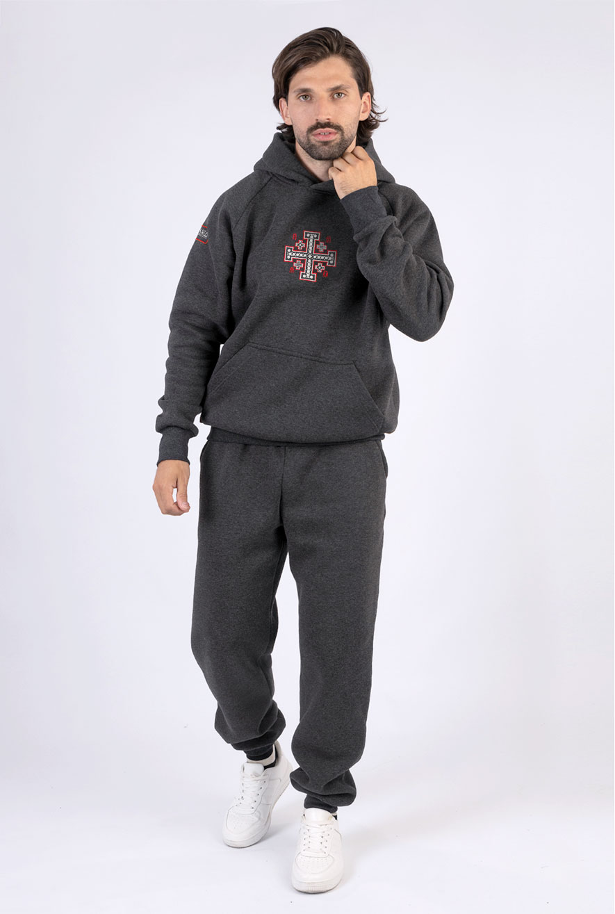 men's suit made of footer with a fleece with a cross and a prayer
