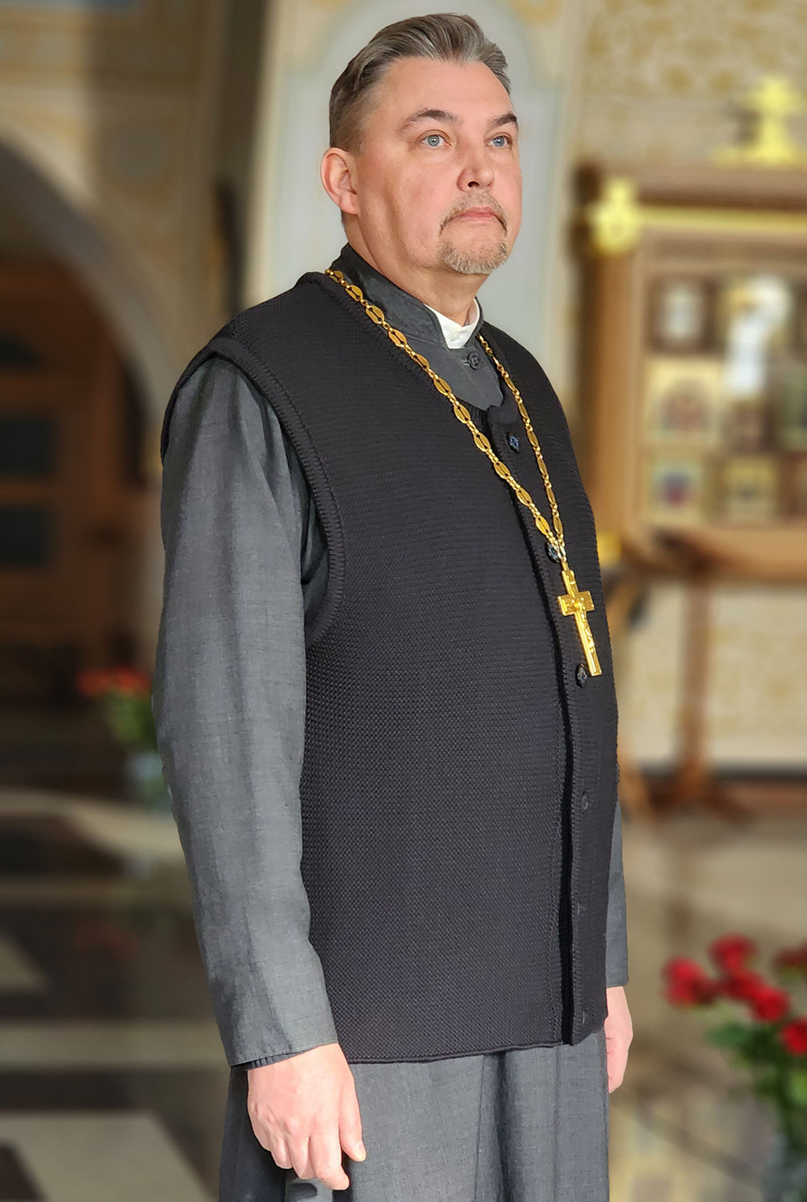 black priest vest