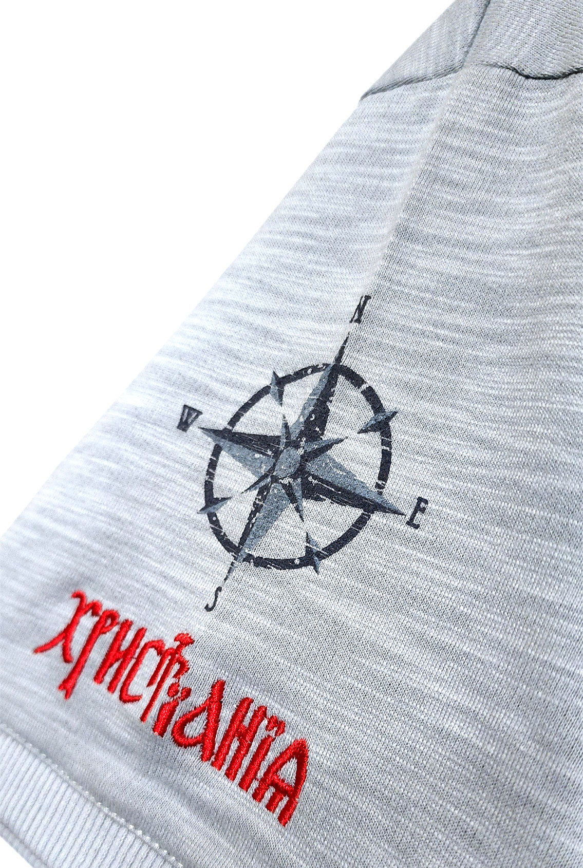 Gray men's T-shirt with anchor