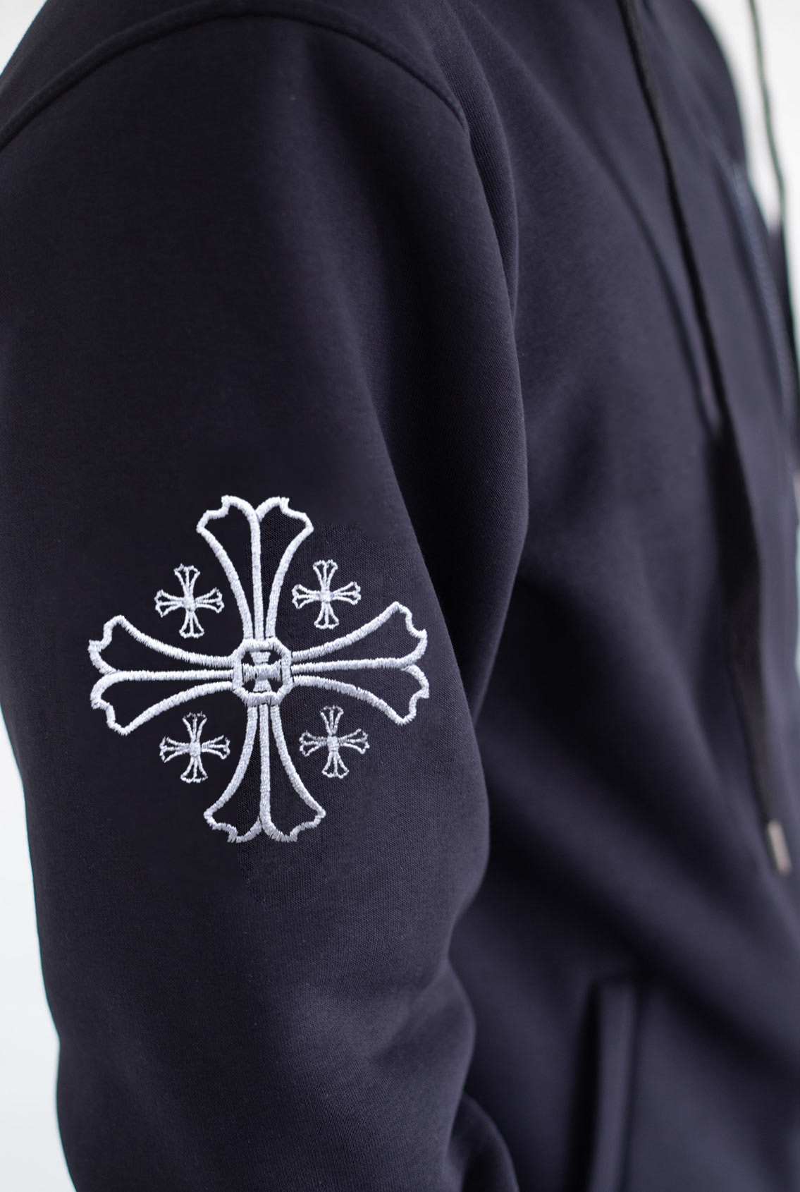 sweatshirt with embroidered cross