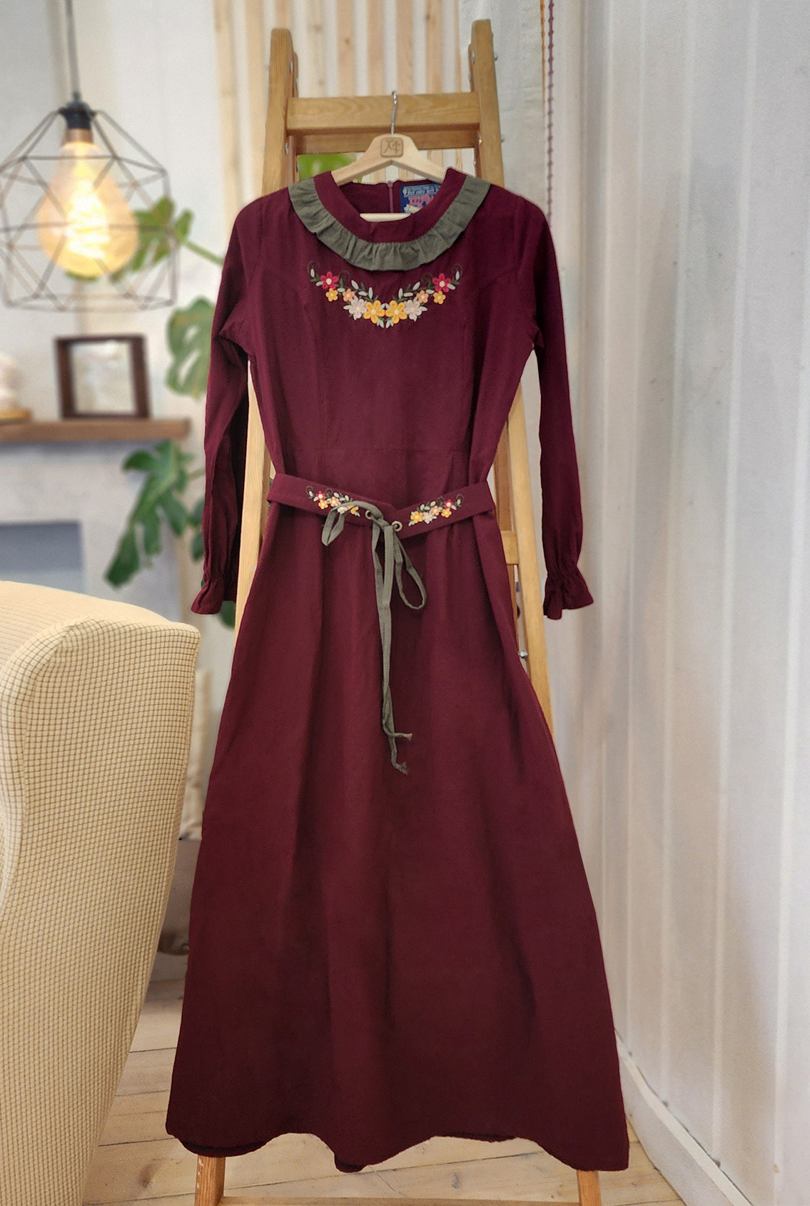 embroidered cape dress