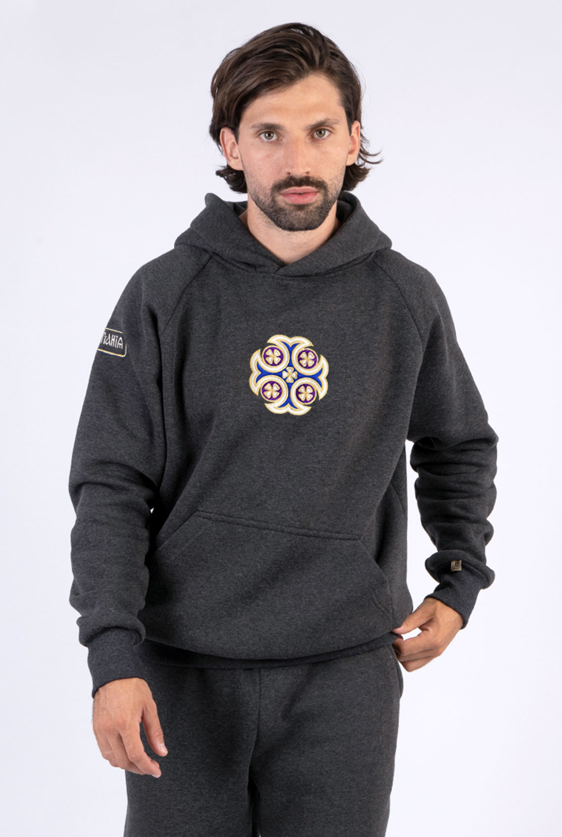 men's hoodie with cross and prayer