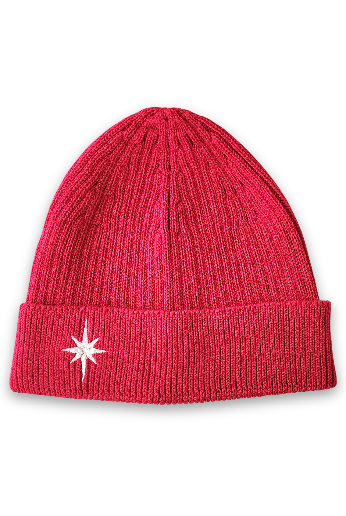 red embroidered beanie hat